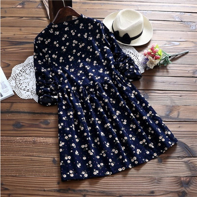 Long Sleeved Spring All Match Fashion Small Flowers Print Floral Fashion Corduroy Woman Dress 
Long Sleeved Spring All Match Fashion Small Flowers Print Floral Fashion Corduroy Woman Dress