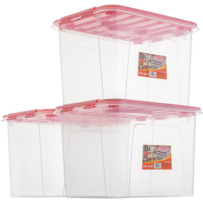 JEKO&JEKO Plastic Transparent Storage Box Organizer 22L 3 Pack Household Toys Snacks Clothes Storage Box Portable Storage Box Pink SWB-507
JEKO&JEKO Plastic Transparent Storage Box Organizer 22L 3 Pack Household Toys Snacks Clothes Storage Box Portable Storage Box Pink SWB-507