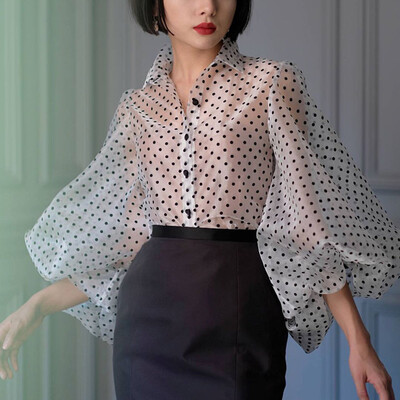 Dot Shirt Female Lapel Collar Lantern Sleeve Plus Size Vintage Blouse For Women Spring Summer 2018 Fashion New Tops
Dot Shirt Female Lapel Collar Lantern Sleeve Plus Size Vintage Blouse For Women Spring Summer 2018 Fashion New Tops