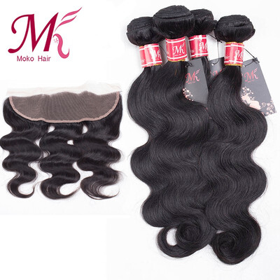 Moko Hair Brazilian Virgin Hair Body Wave Lace Frontal Closure 4 Bundles with 13X4 Closure Human Hair Weaving Hair Extensions
Moko Hair Brazilian Virgin Hair Body Wave Lace Frontal Closure 4 Bundles with 13X4 Closure Human Hair Weaving Hair Extensions