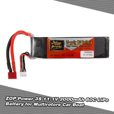 ZOP Power 3S 111V 3000mAh 60C High Rate T Plug LiPo Battery for F330 350 450 FPV Quadcopter RC Car Boat
ZOP Power 3S 111V 3000mAh 60C High Rate T Plug LiPo Battery for F330 350 450 FPV Quadcopter RC Car Boat