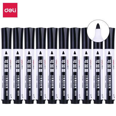 Deli deli can be inked large capacity erasable whiteboard pen round head black 10 box S519
Deli deli can be inked large capacity erasable whiteboard pen round head black 10 box S519