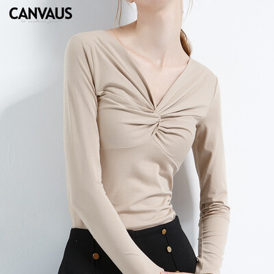 Canvaus New Women Spring Autumn Elastic Slim Solid V-neck Cotton Long Sleeve T-shirt Lady Undershirt Tops
Canvaus New Women Spring Autumn Elastic Slim Solid V-neck Cotton Long Sleeve T-shirt Lady Undershirt Tops