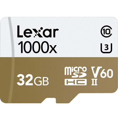 Lexar 32GB read 150MBs write 75MBs TF card Micro SDHC UHS-II U3 V60 high speed memory card 1000x MLC particles
Lexar 32GB read 150MBs write 75MBs TF card Micro SDHC UHS-II U3 V60 high speed memory card 1000x MLC particles