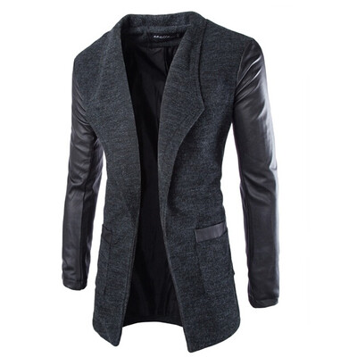 Zogaa New Mens Wind Coat Slim Leather Sleeve Wool 
Zogaa New Mens Wind Coat Slim Leather Sleeve Wool
