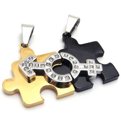 Hpolw 2pcs Charming Romantic Design Mens&Womens Stainless Steel Symbol Puzzle Lover NecklaceBlack&Silver&Gold18&22 inch
Hpolw 2pcs Charming Romantic Design Mens&Womens Stainless Steel Symbol Puzzle Lover NecklaceBlack&Silver&Gold18&22 inch