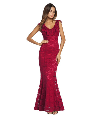 Women Elegant Floor-Length Maxi Lace V-neck Dresses With Trumpet Backless Ladies Dress For Evening Party Festa Vestido
Women Elegant Floor-Length Maxi Lace V-neck Dresses With Trumpet Backless Ladies Dress For Evening Party Festa Vestido