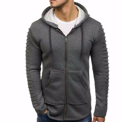 Mens Fashion Pure Color Long Sleeved Sweater Sleeves Pleated Design Zipper Cardigan Sweater
Mens Fashion Pure Color Long Sleeved Sweater Sleeves Pleated Design Zipper Cardigan Sweater