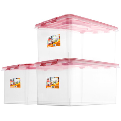JEKO&JEKO plastic desktop transparent storage box 16L 3 Pack toy clothes storage box snacks storage box portable storage box pink SWB-514
JEKO&JEKO plastic desktop transparent storage box 16L 3 Pack toy clothes storage box snacks storage box portable storage box pink SWB-514