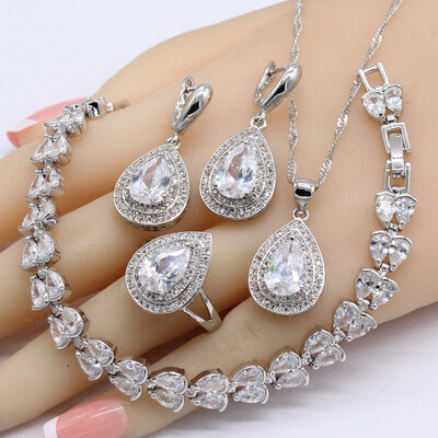Water Drop White Topaz 925 Silver Bridal Jewelry Sets For Women Bracelet Earrings Necklace Pendant Rings
Water Drop White Topaz 925 Silver Bridal Jewelry Sets For Women Bracelet Earrings Necklace Pendant Rings