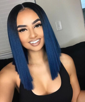 T-top Hair Blue Ombre Short Bob With Dark Roots Lace Front Human Hair Glueless Wig With Natural Hairline And Baby Hair
T-top Hair Blue Ombre Short Bob With Dark Roots Lace Front Human Hair Glueless Wig With Natural Hairline And Baby Hair
