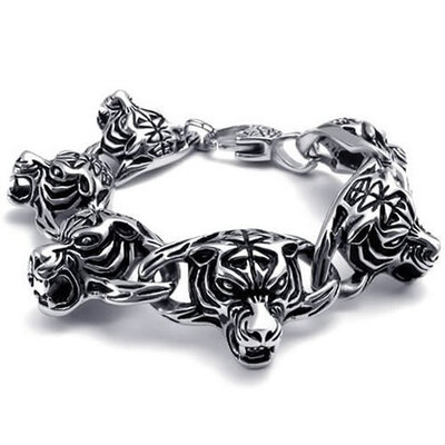 Hpolw Heavy Large Silver&Black Stainless Steel Gothic Tiger Biker Mens Tiger head link Lobster clasp Bracelet
Hpolw Heavy Large Silver&Black Stainless Steel Gothic Tiger Biker Mens Tiger head link Lobster clasp Bracelet