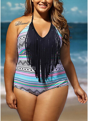 2018 Women Plus Size One Piece Swimsuit Fringes Halter Vintage Swimwear Bathing Suit
2018 Women Plus Size One Piece Swimsuit Fringes Halter Vintage Swimwear Bathing Suit