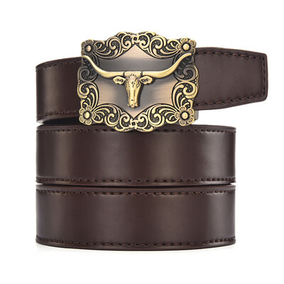 XHtang Mens Belt Genuine Leather Automatic Buckle belt For Waistband Ratchet Strap Black Leather Belt Designer Belt For Jeans Gift