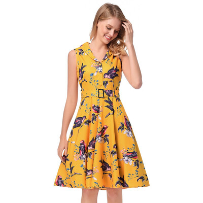 Women 1950s Vintage Pretty High Quality Dresses Evening Sleeveless V-neck Summer Print Retro Sashes Tunic Dress Femme Robe
Women 1950s Vintage Pretty High Quality Dresses Evening Sleeveless V-neck Summer Print Retro Sashes Tunic Dress Femme Robe