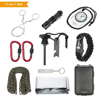 TOMSHOO 11 in 1 Outdoor Survival Kit MultiPurpose Emergency Equipment First Aid Survival Gear Tool Kits Set for Outdoor Travel Hi
TOMSHOO 11 in 1 Outdoor Survival Kit MultiPurpose Emergency Equipment First Aid Survival Gear Tool Kits Set for Outdoor Travel Hi