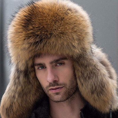Russian leather bomber leather hat men winter hats with earmuffs trapper earflap cap man real raccoon fur black fox hatska
Russian leather bomber leather hat men winter hats with earmuffs trapper earflap cap man real raccoon fur black fox hatska