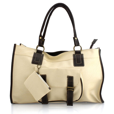 Retro PU Leather Handbag Shoulder Messenger Bag Large Capacity With Small Bag