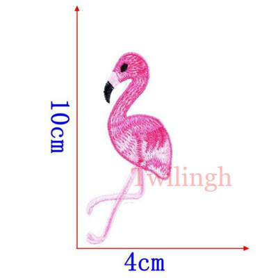 1 pcslot Brand Embroidered Patches Pink Bird Flamingo Sequin Patches Iron On Fabric Badge Sew On Clothes Appliques DIY Stickers