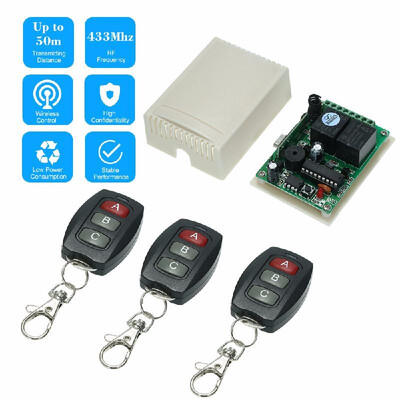 433Mhz DC 12V 2CH Universal 10A Relay Wireless Remote Control Switch Receiver Module And 5PCS 3 Key RF 433 Mhz Transmitter Remote
433Mhz DC 12V 2CH Universal 10A Relay Wireless Remote Control Switch Receiver Module And 5PCS 3 Key RF 433 Mhz Transmitter Remote