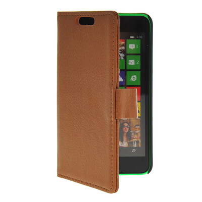 MOONCASE Slim Leather Flip Wallet Card Pouch with Kickstand Shell Back ЧЕХОЛ ДЛЯ Nokia Lumia 630 Brown