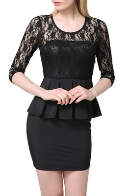 Elegant Lace Splice Hollow Out Pleated Peplum Bodycon Black Dress Homecoming Dress
Elegant Lace Splice Hollow Out Pleated Peplum Bodycon Black Dress Homecoming Dress