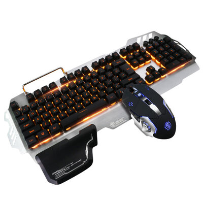Fude IK900 colorful backlit metal game keyboard&mouse set wired mechanical feel keyboard to eat chicken mouse&keyboard set black
Fude IK900 colorful backlit metal game keyboard&mouse set wired mechanical feel keyboard to eat chicken mouse&keyboard set black