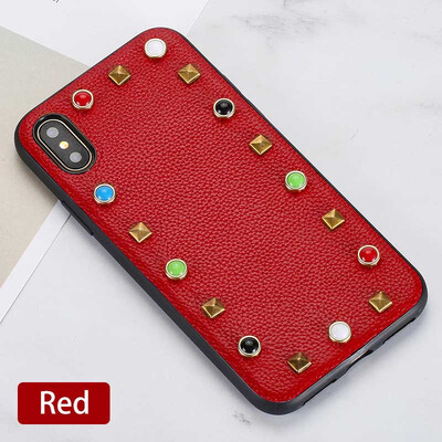 Genuine Leather Phone Case For iPhone X Litchi Texture rivet Back Cover For 6 6S 7 8 Plus Cases
Genuine Leather Phone Case For iPhone X Litchi Texture rivet Back Cover For 6 6S 7 8 Plus Cases