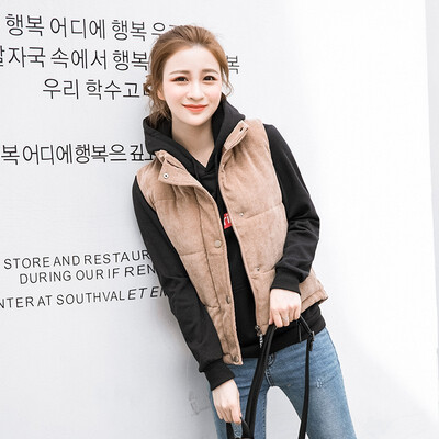 Womens Corduroy Vest Winter Short Stand Collar 2018 New Arrival Shoulder Vest Cotton Coat 
Womens Corduroy Vest Winter Short Stand Collar 2018 New Arrival Shoulder Vest Cotton Coat