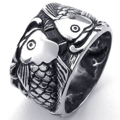 Hpolw Mens Vintage Carp Fish Jewelry black Stainless Steel deft design Ring and Unique animals Design Ring Men's Ring
Hpolw Mens Vintage Carp Fish Jewelry black Stainless Steel deft design Ring and Unique animals Design Ring Men's Ring