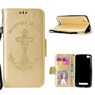 MOONCASE millet red rice 4A embossed mermaid anchor holster - gold