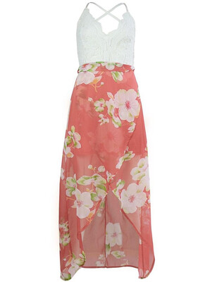 Crochet Lace Floral Chiffon Spaghetti Strap Cross Over Sleeveless Backless One-Piece Dress Homecoming Dress
Crochet Lace Floral Chiffon Spaghetti Strap Cross Over Sleeveless Backless One-Piece Dress Homecoming Dress