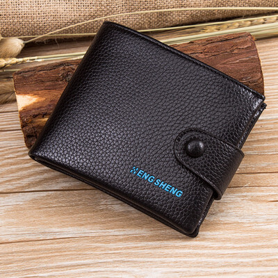 Retro nostalgic buttons short wallet men wallet soft Wallet