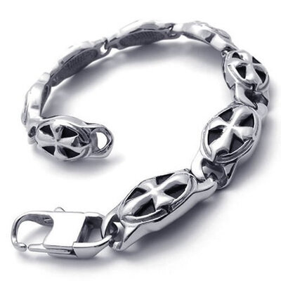 Hpolw Mens Vintage fashion silver&black Cross Stainless Steel Oval Lobster ClaspsKey buckle Bracelet
Hpolw Mens Vintage fashion silver&black Cross Stainless Steel Oval Lobster ClaspsKey buckle Bracelet