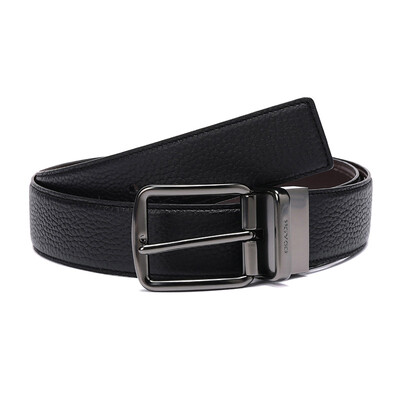 COACH Coach Luxury Mens Black Brown Red Leather Pin Buckle Double Belt Belt 64099 BK MA 42