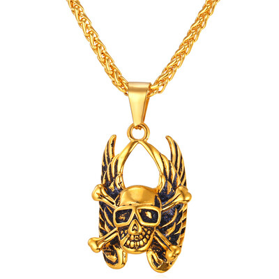 U7 Punk Rock Style Gothic Necklace Men Jewelry Gold Plated Stainless Steel Jewelry Vintage European Brand Skull With Wing
U7 Punk Rock Style Gothic Necklace Men Jewelry Gold Plated Stainless Steel Jewelry Vintage European Brand Skull With Wing