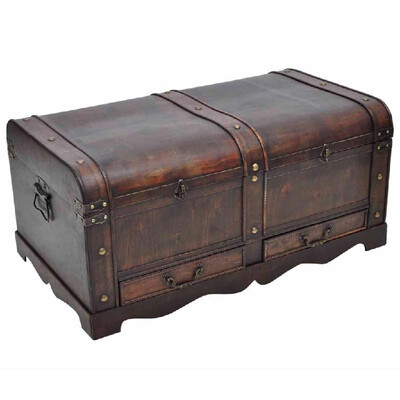 Vintage Large Wooden Treasure Chest Brown 
Vintage Large Wooden Treasure Chest Brown
