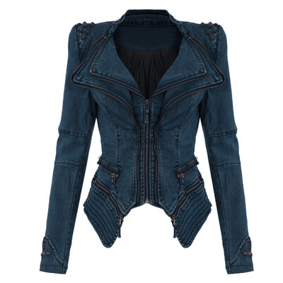 Fashion Women Vintage Denim Jeans Jacket Punk Rivet Studded Shrug Shoulder Notched Lapel Coat
Fashion Women Vintage Denim Jeans Jacket Punk Rivet Studded Shrug Shoulder Notched Lapel Coat