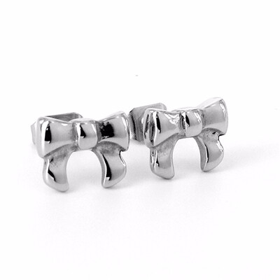 Womens Cute Stainless Steel Butterfly Knot Shape Stud Earrings