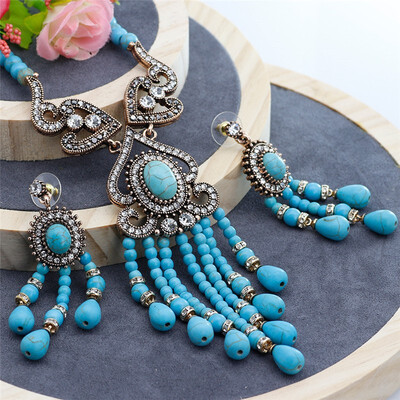 Bohemia Ethnic Beads Jewelry Sets Natural Stones Handmade Long Tassel Pendant Necklace Resin Dangle Earring India Wedding Bijoux
Bohemia Ethnic Beads Jewelry Sets Natural Stones Handmade Long Tassel Pendant Necklace Resin Dangle Earring India Wedding Bijoux