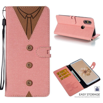 MOONCASE Millet Mi A2 Mi 6X stitching embossed mens leather case - powder