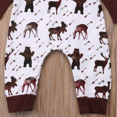 Newborn Christmas Baby Boys Girls Clothes Animal Jumpsuit Romper Bodysuit Outfit