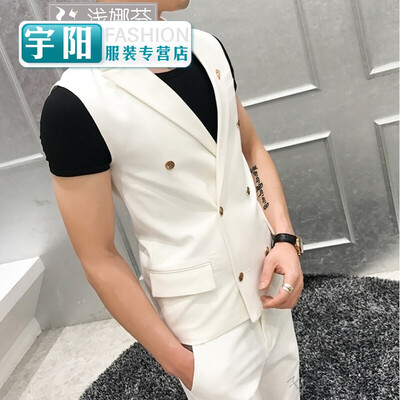 Vest mens slim color double-breasted design hot suit pony nightclub barber bar single vest
Vest mens slim color double-breasted design hot suit pony nightclub barber bar single vest