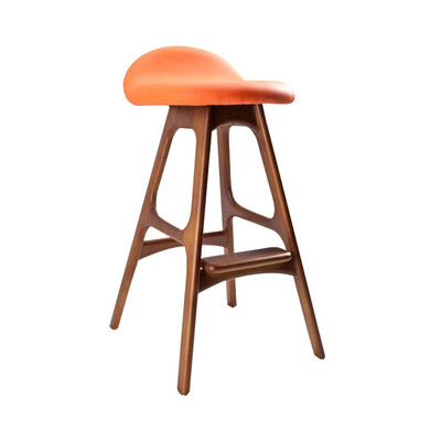 Modern style leather upholstered solid wood bar chair