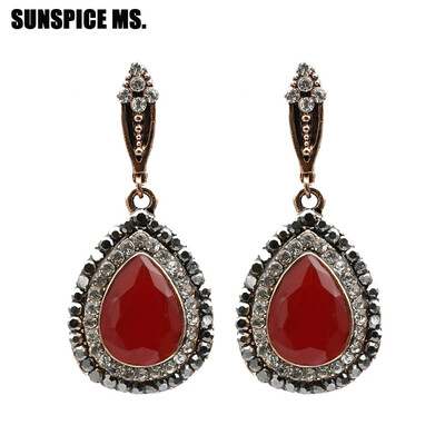 Elegant Trukish Vintage Natural Stone Dangle Earrings For Women Water Drop Resin Full Rhinestone Earring Wedding Jewelry 2018
Elegant Trukish Vintage Natural Stone Dangle Earrings For Women Water Drop Resin Full Rhinestone Earring Wedding Jewelry 2018