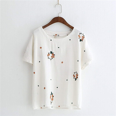 Spring&Summer New Korean Edition Sweet&Fresh T-shirt Womens round collar flower Embroidery Short Sleeved Coat Coat 3 Colo
Spring&Summer New Korean Edition Sweet&Fresh T-shirt Womens round collar flower Embroidery Short Sleeved Coat Coat 3 Colo