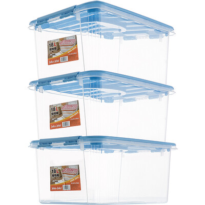 JEKO&JEKO Plastic Transparent Storage Box Organizer 18L 3 Pack Household Toys Snacks Clothes Storage Box Portable Storage Box Blue SWB-5288
JEKO&JEKO Plastic Transparent Storage Box Organizer 18L 3 Pack Household Toys Snacks Clothes Storage Box Portable Storage Box Blue SWB-5288