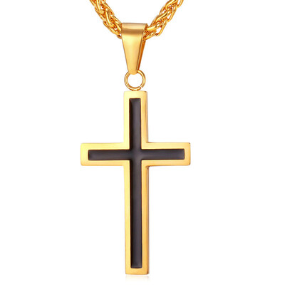 Cross Necklace For Men Jewelry 316L Stainless Steel 18K Gold Plated Religious Christian Black Cross Pendant New Trendy
Cross Necklace For Men Jewelry 316L Stainless Steel 18K Gold Plated Religious Christian Black Cross Pendant New Trendy