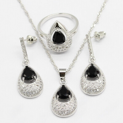 925 Silver Bridal Jewelry Sets For Women 7 Colors Necklace Pendant Long Earrings Rings Free Gift Box
925 Silver Bridal Jewelry Sets For Women 7 Colors Necklace Pendant Long Earrings Rings Free Gift Box