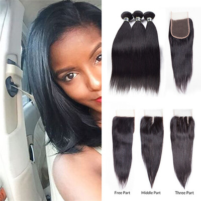 7A Brazilian Virgin Hair Straight with Closure 3 Bundles Hair Extensions Good Quality Human Hair Bundles with closure 1B Color
7A Brazilian Virgin Hair Straight with Closure 3 Bundles Hair Extensions Good Quality Human Hair Bundles with closure 1B Color